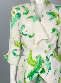 White Feather Print Skirt Suit Thierry Mugler Cruise