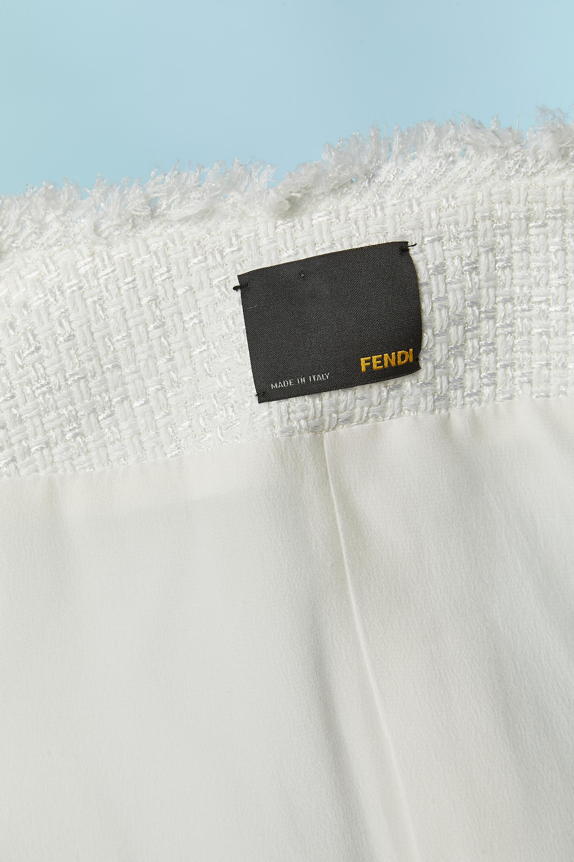 White skirt-suit with fringes raw edge FENDI For Sale 6