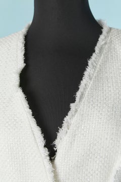 White skirt-suit with fringes raw edge FENDI