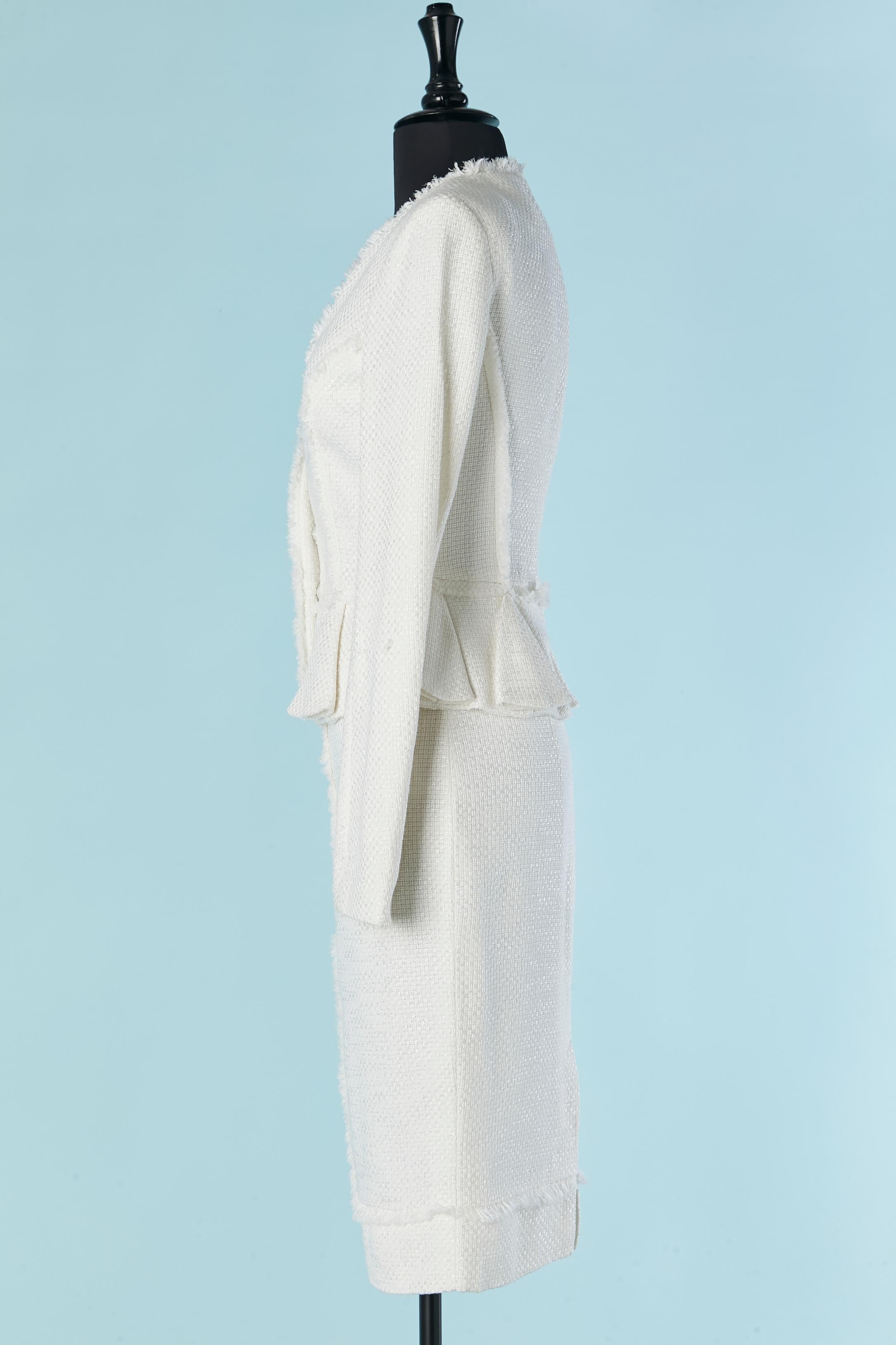 Women's White skirt-suit with fringes raw edge FENDI For Sale