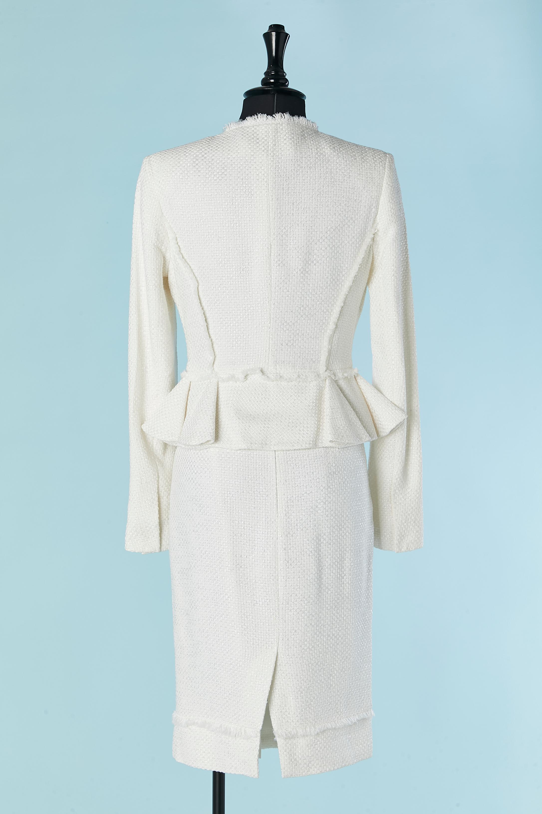 White skirt-suit with fringes raw edge FENDI For Sale 1