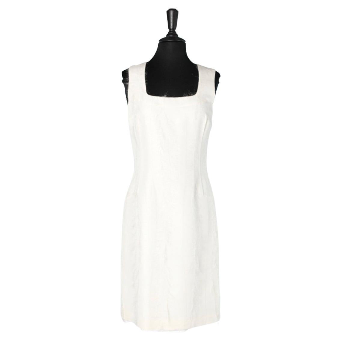 White sleeveless cocktail dress with iridescent thread Versace Jeans Couture For Sale