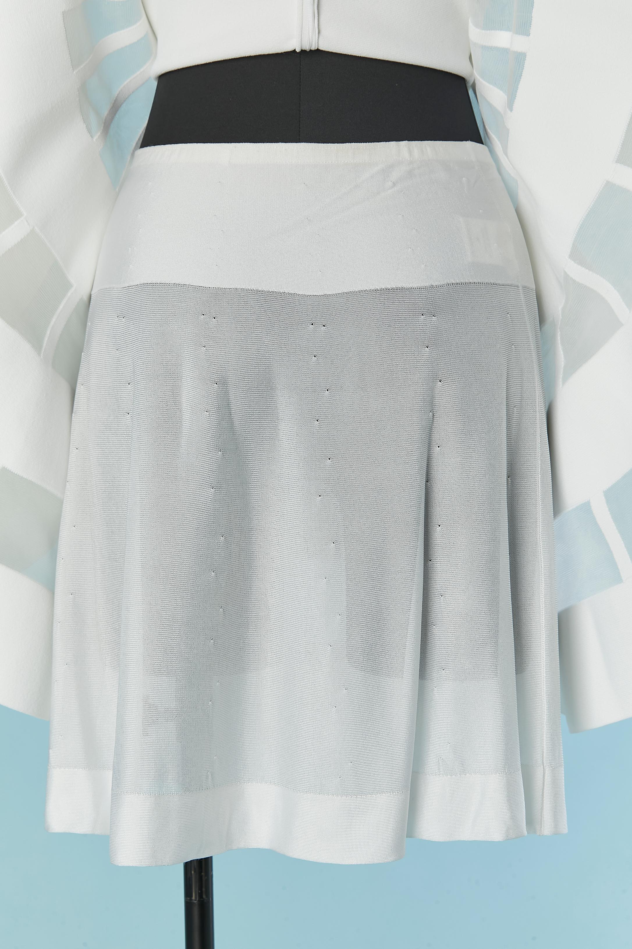 White sleeveless cocktail dress with see-through lines on the skirt AlaÏa 2
