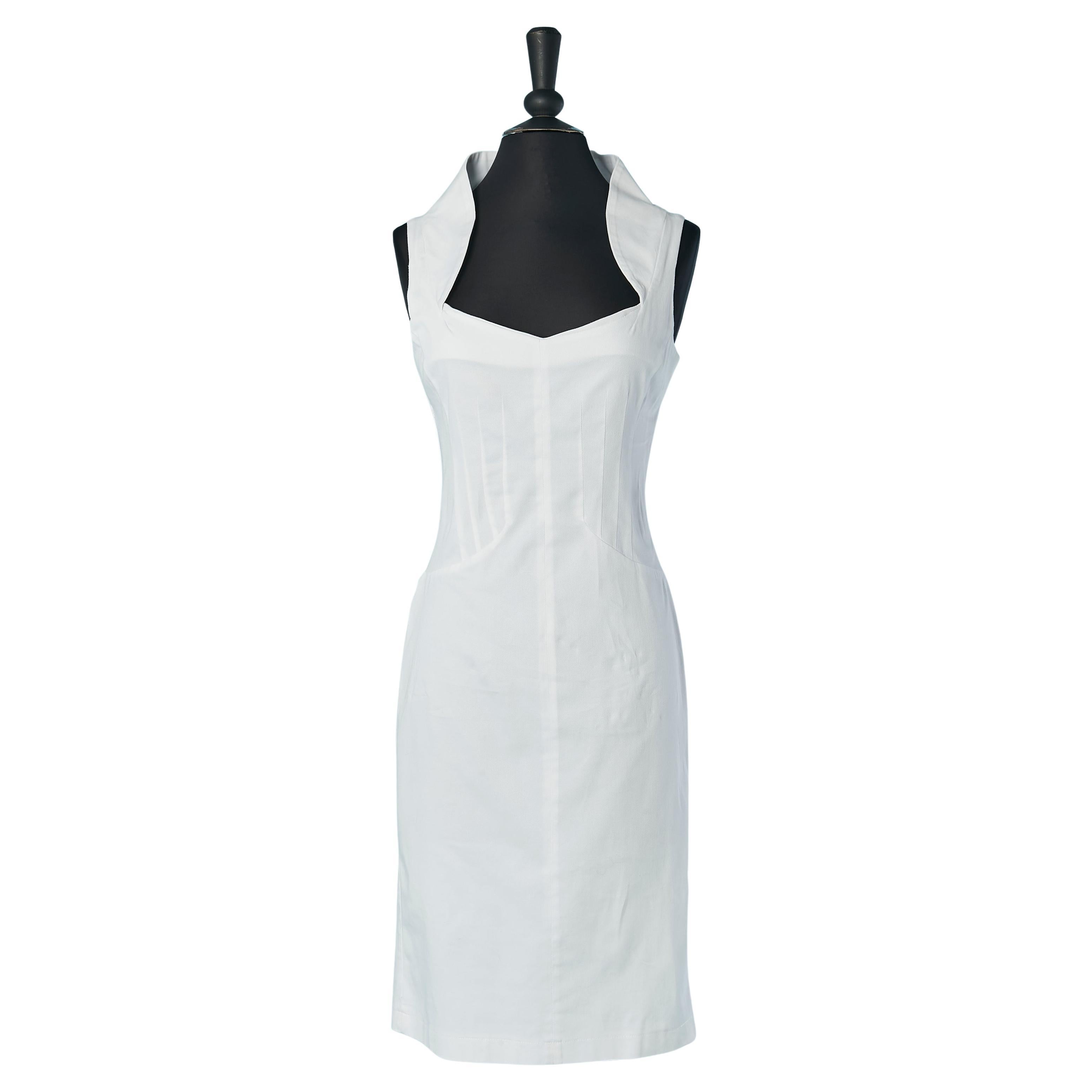 White sleeveless cotton dress D&G by Dolce & Gabbana For Sale