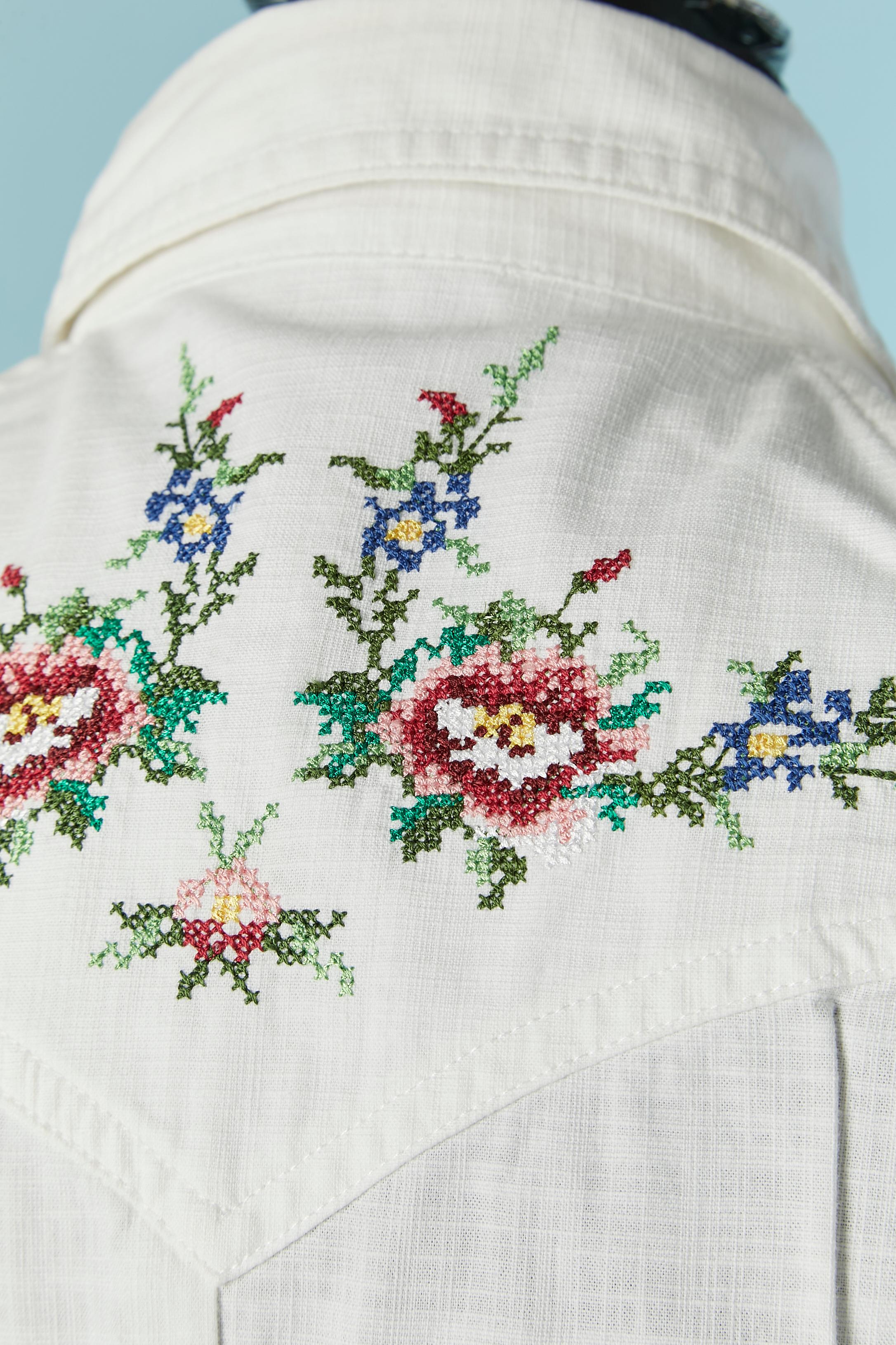 White sleeveless cotton dress with thread embroideries MOSCHINO JEANS For Sale 1