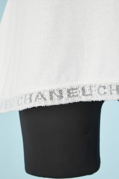 White sleeveless cotton tee-shirt with branded lace bottom edge Chanel