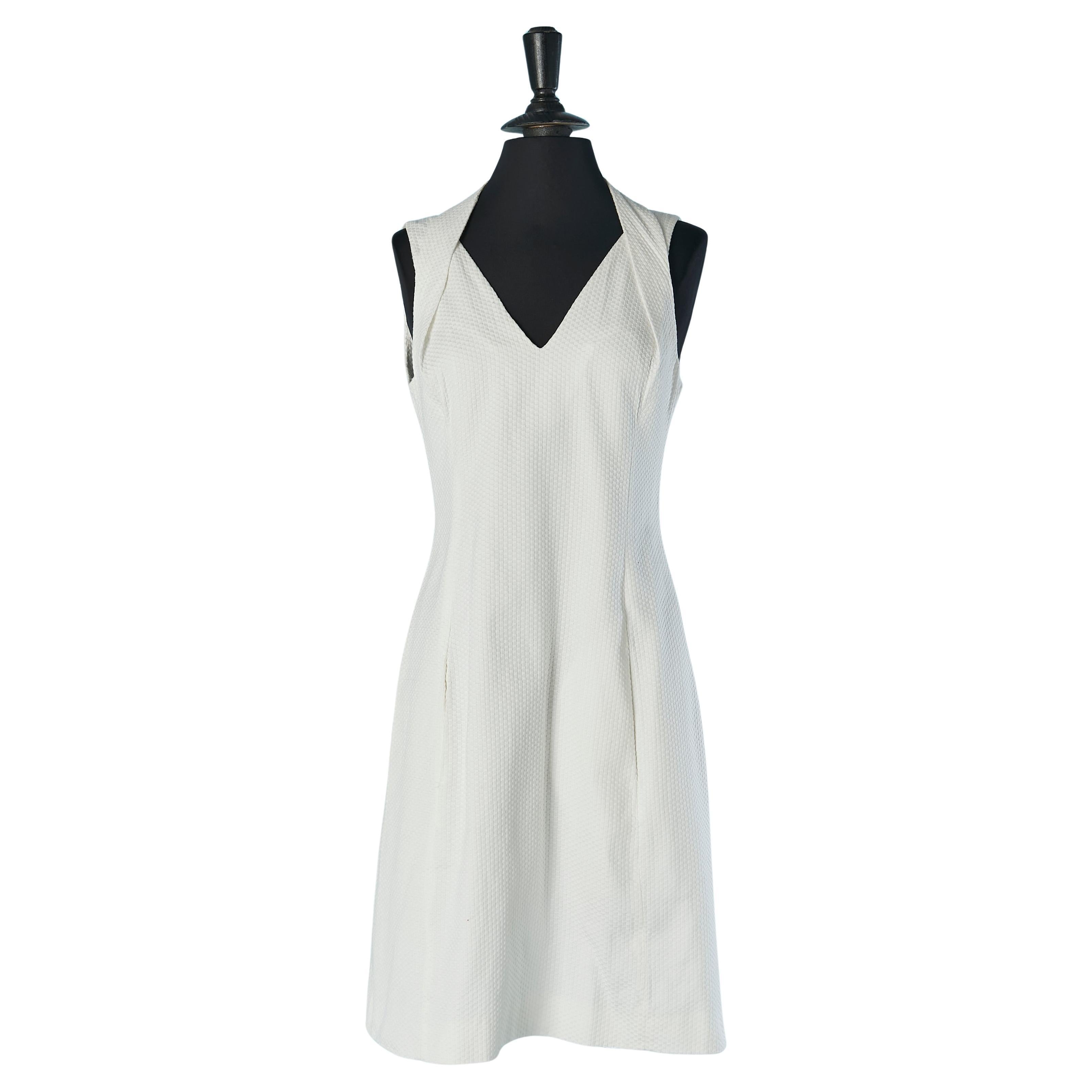 White sleeveless dress in cotton Piqué MOSCHINO Cheap & Chic