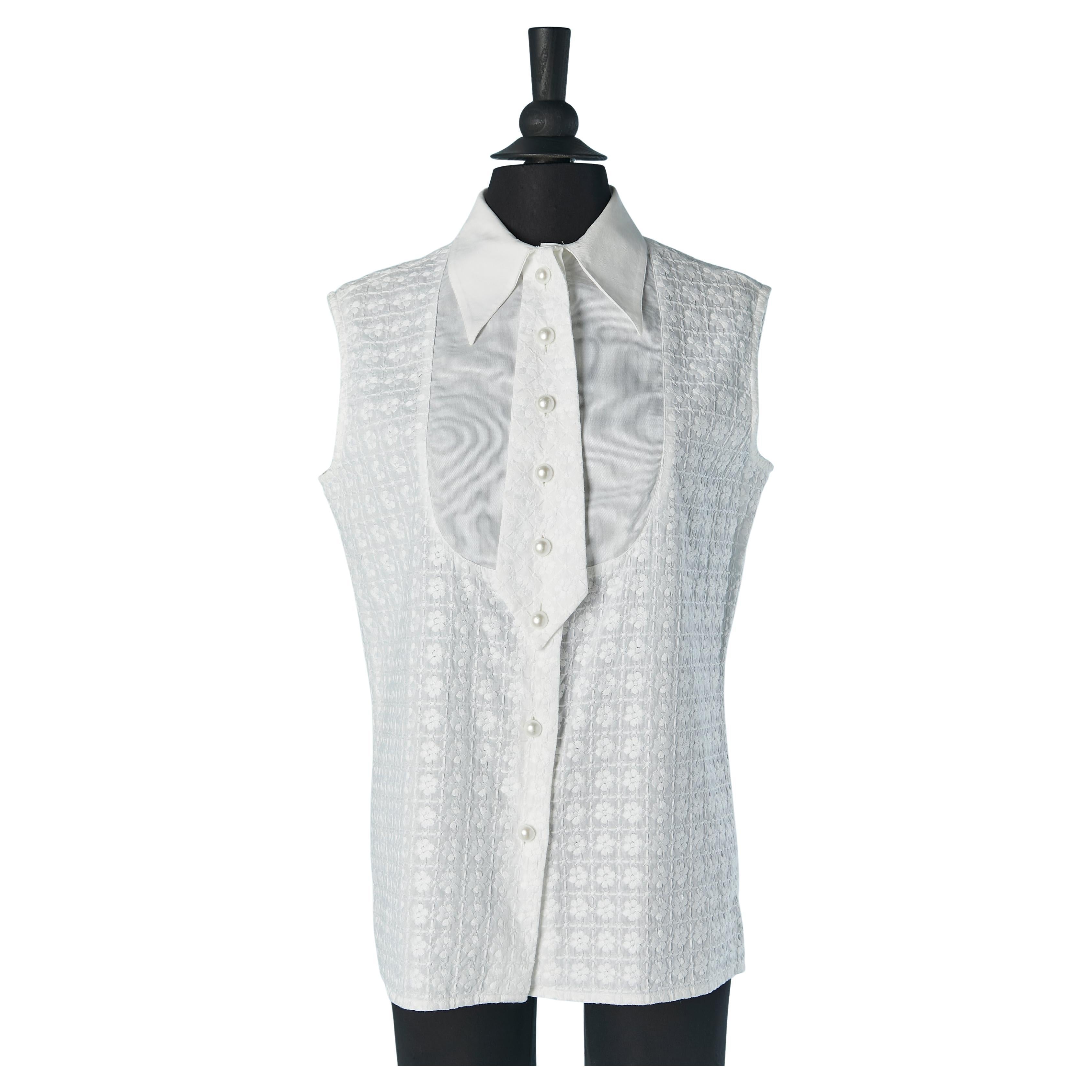White sleeveless shirt with tie VALENTINO "Les blouses" en vente