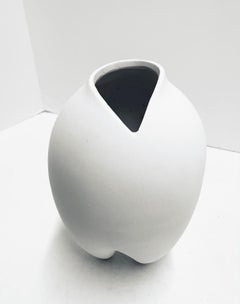 White Slim V Shaped Base Danish Designed Vase, China, Contemporary