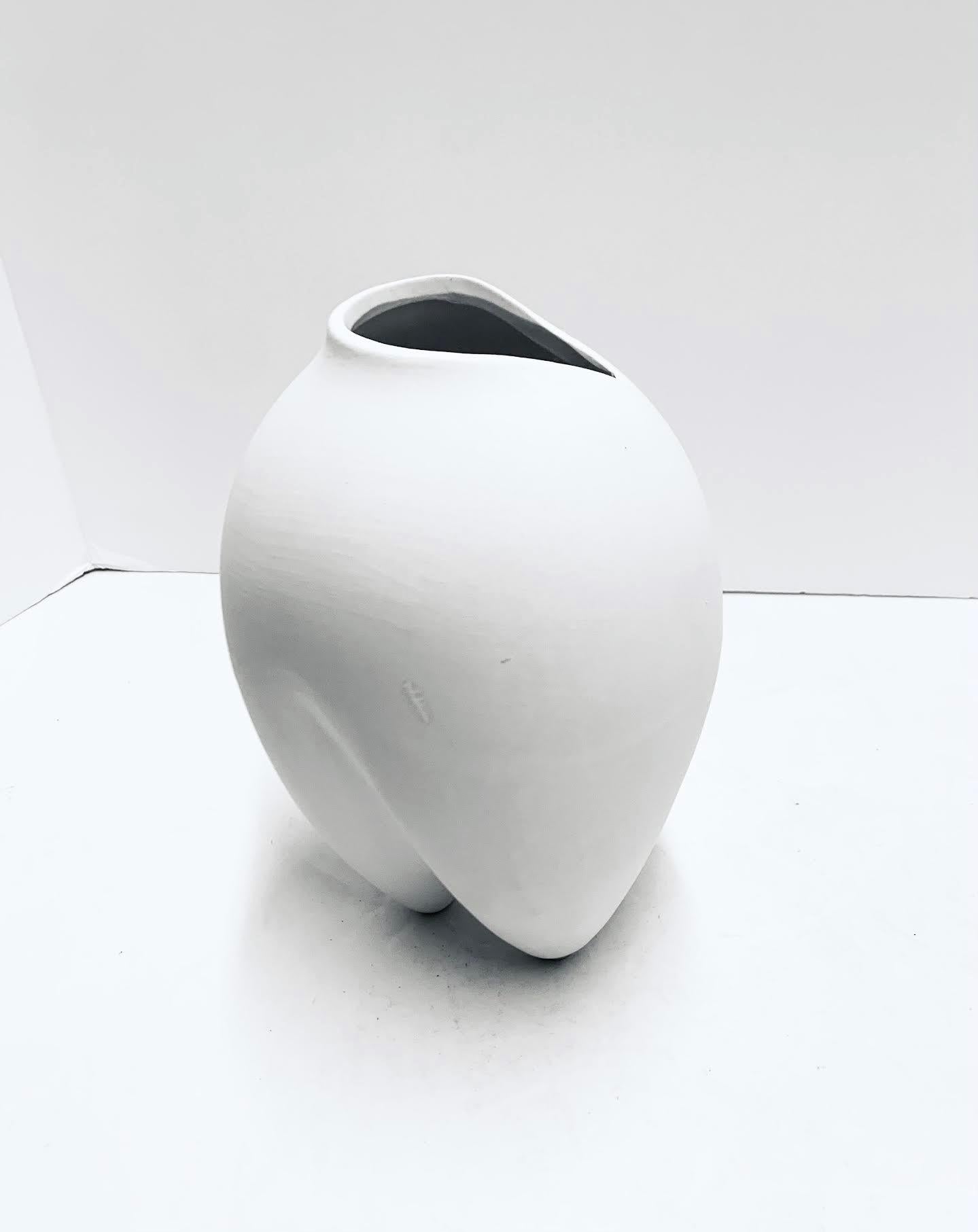 Chinese White Slim V Shaped Base Danish Designed Vase, China, Contemporary For Sale