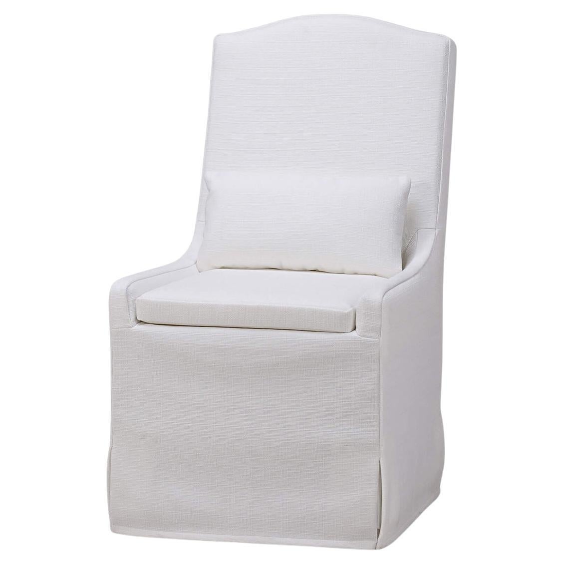 White Slipcovered Dining Chair For Sale