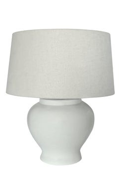 Contemporary Chinese Pair Table Lamps, White Ginger Jar Design, 16" Tall