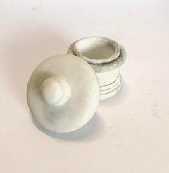 White Small Lidded Alabaster Jar, Italy, Mid Century