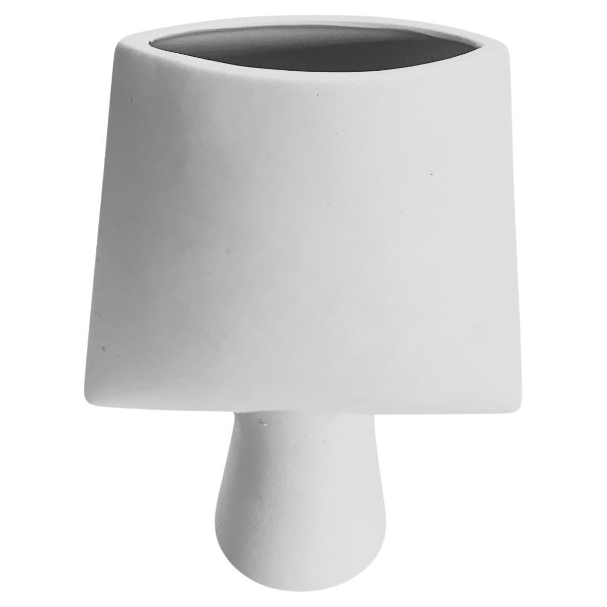 White Smooth Finish Danish Design Arrow Shape Vase, China, Contemporary For Sale