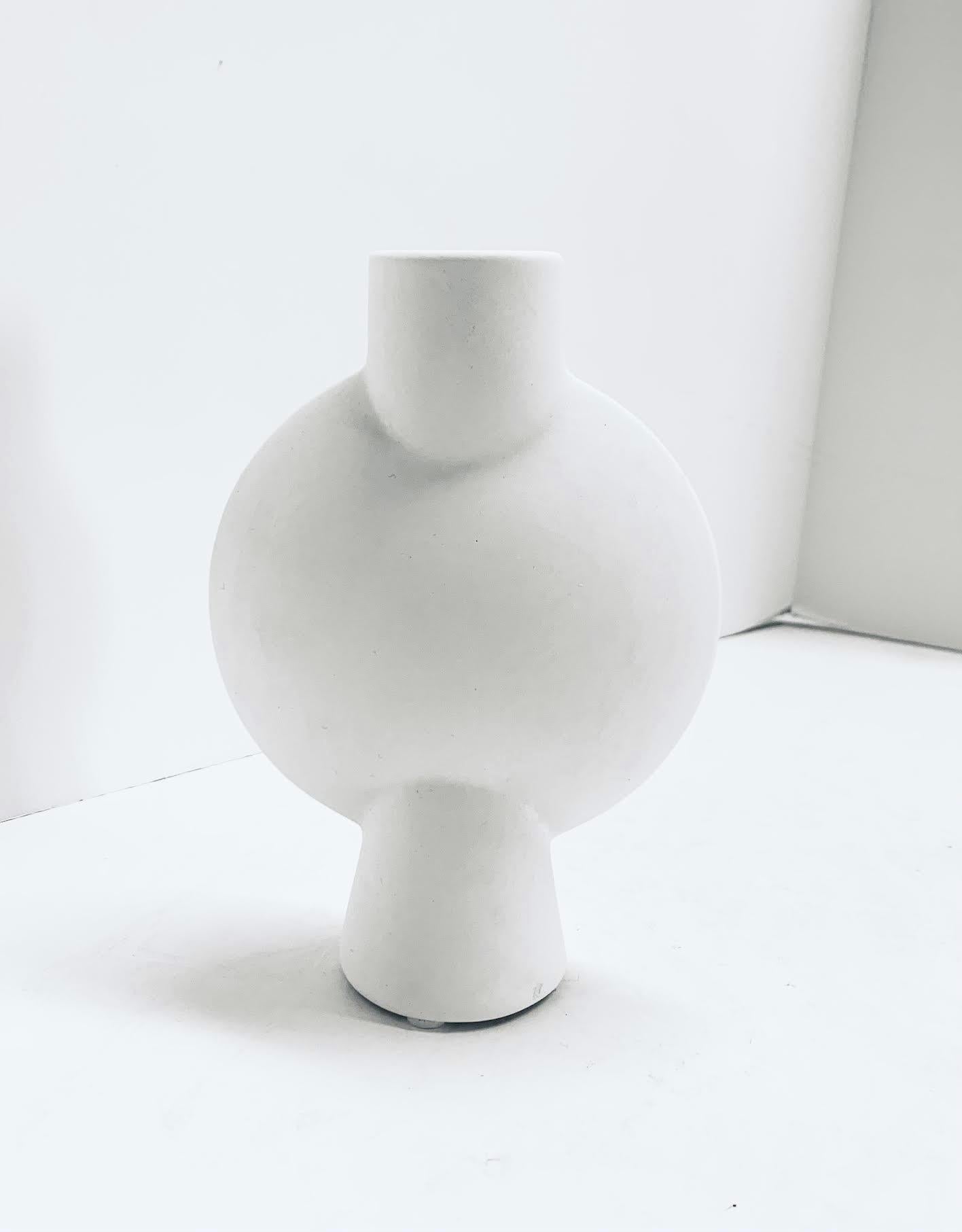 Chinese White Smooth Finish Danish Design Center Bubble Shape Vase, China, Contemporary For Sale