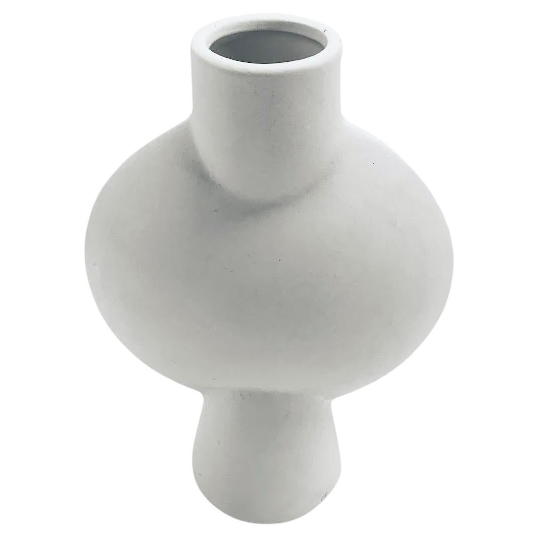 White Smooth Finish Danish Design Center Bubble Shape Vase, China, Contemporary For Sale