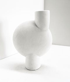 Contemporary Danish Design Ceramic Vase with Off-Center Design in White