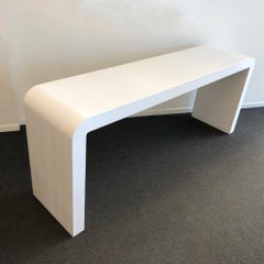 White Snake Embossed Leather Waterfall Console Table by Karl Springer