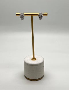 White Snow Leopard Panther Diamond Pave Set 14K White Gold Emerald Earrings