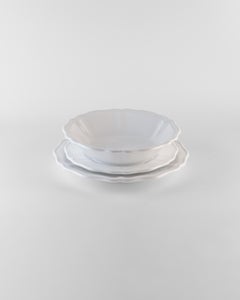 White Soup plates serve: Soup, holder, side plate for 4. Handmade in Italy 2024