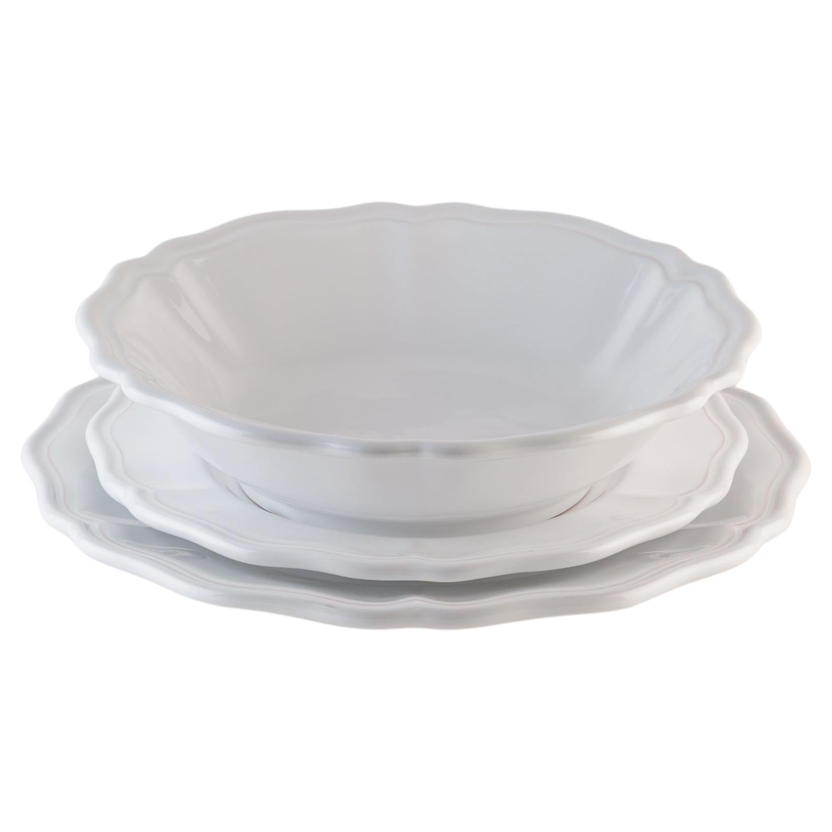 Los platos hondos blancos sirven: Sopa, soporte, plato auxiliar para 4. Hecho a mano en Italia 2024