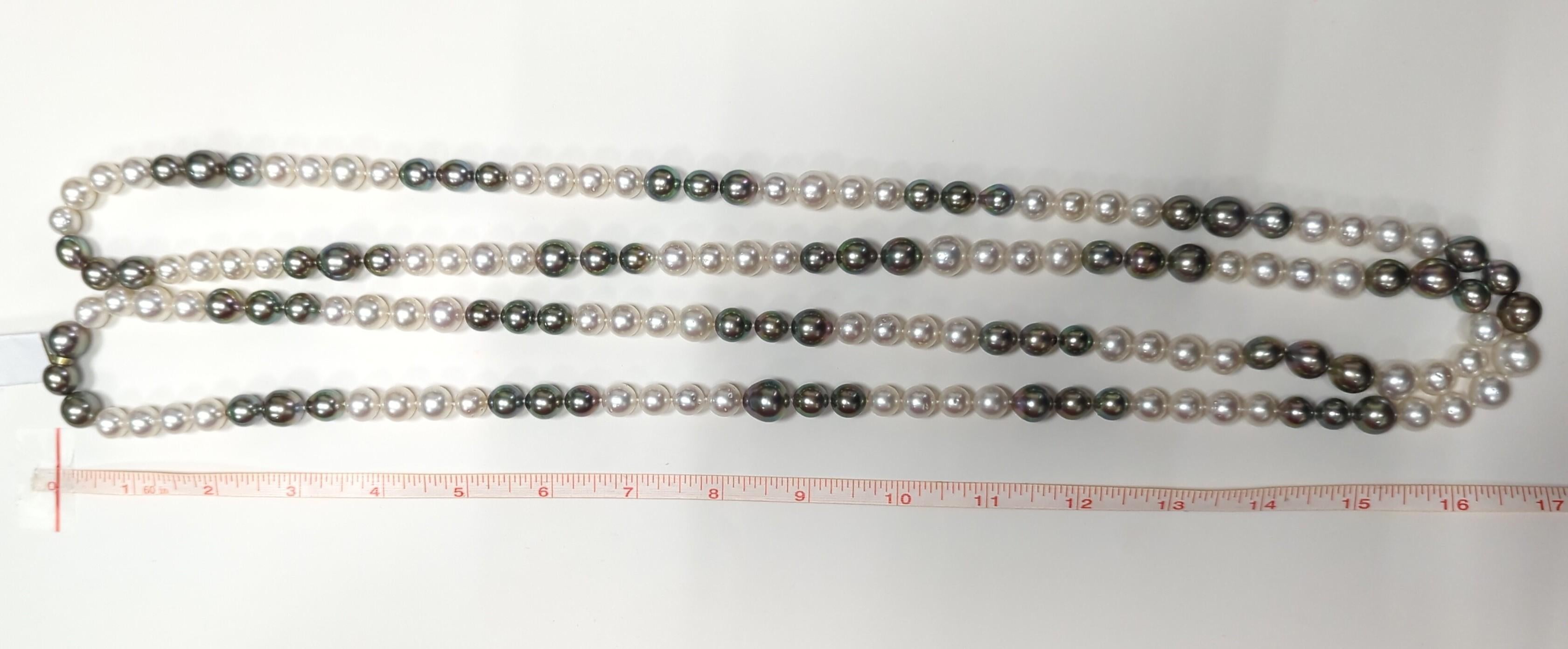 Lagenförmige Halskette aus weißem Südsee- und Tahiti-Perlen im Angebot 4