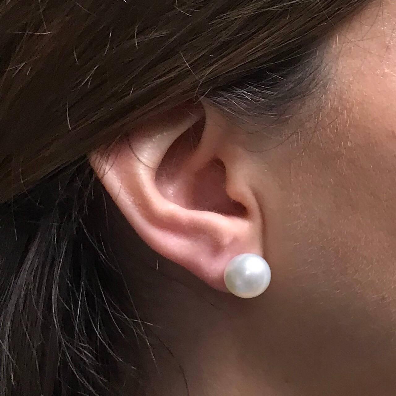 White South Sea Pearl 18 Karat White Gold Earrings 2