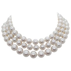 White South Sea Pearl and Pave Diamond Necklace in 18 Karat White Gold White South Sea Pearl and Pave Diamond Necklace in 18 Karat White Gold