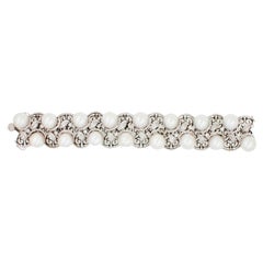 Statement Chunky-Armband, weiße Südseeperle Diamant 18 Karat Weißgold