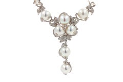 White South Sea Pearl Diamond 18 Karat White Gold Statement Chunky Necklace