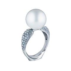 White South Sea Pearl Diamond Cocktail Ring