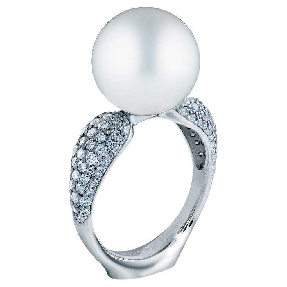 White South Sea Pearl Diamond Cocktail Ring