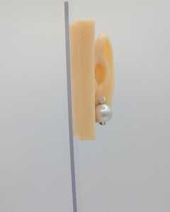 White South Sea Pearl Diamond Earrings in 18K White Gold