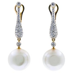 White South Sea Pearl Diamonds Earrings