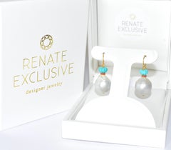 White South Sea Pearl, Eternity Ruby Bead, Turquoise in 18K Solid Yellow Gold