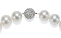 White South Sea Pearl Necklace with 18 Karat White Gold Diamond Pave Clasp