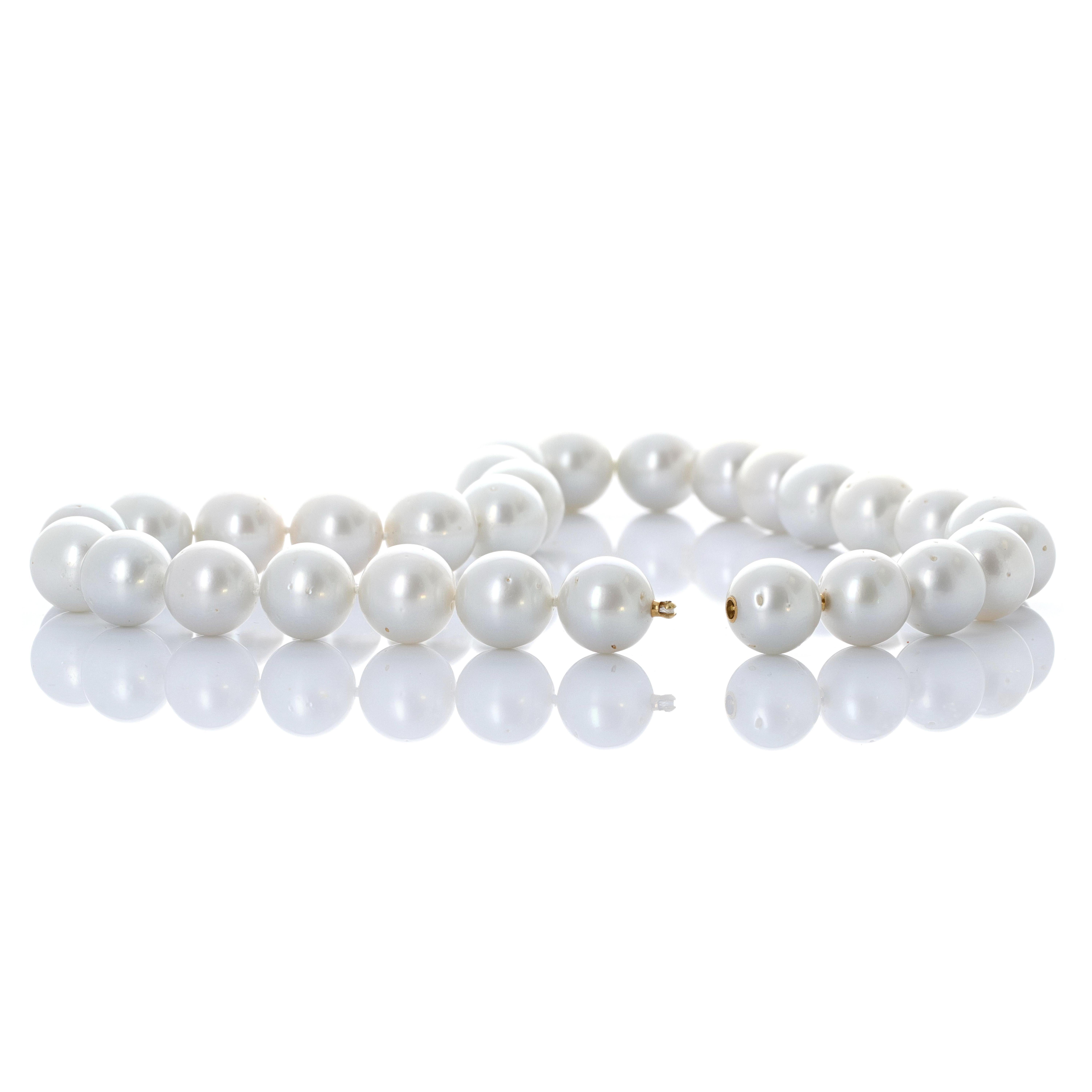 Modern White South Sea Pearl Necklace with Hidden Closure
