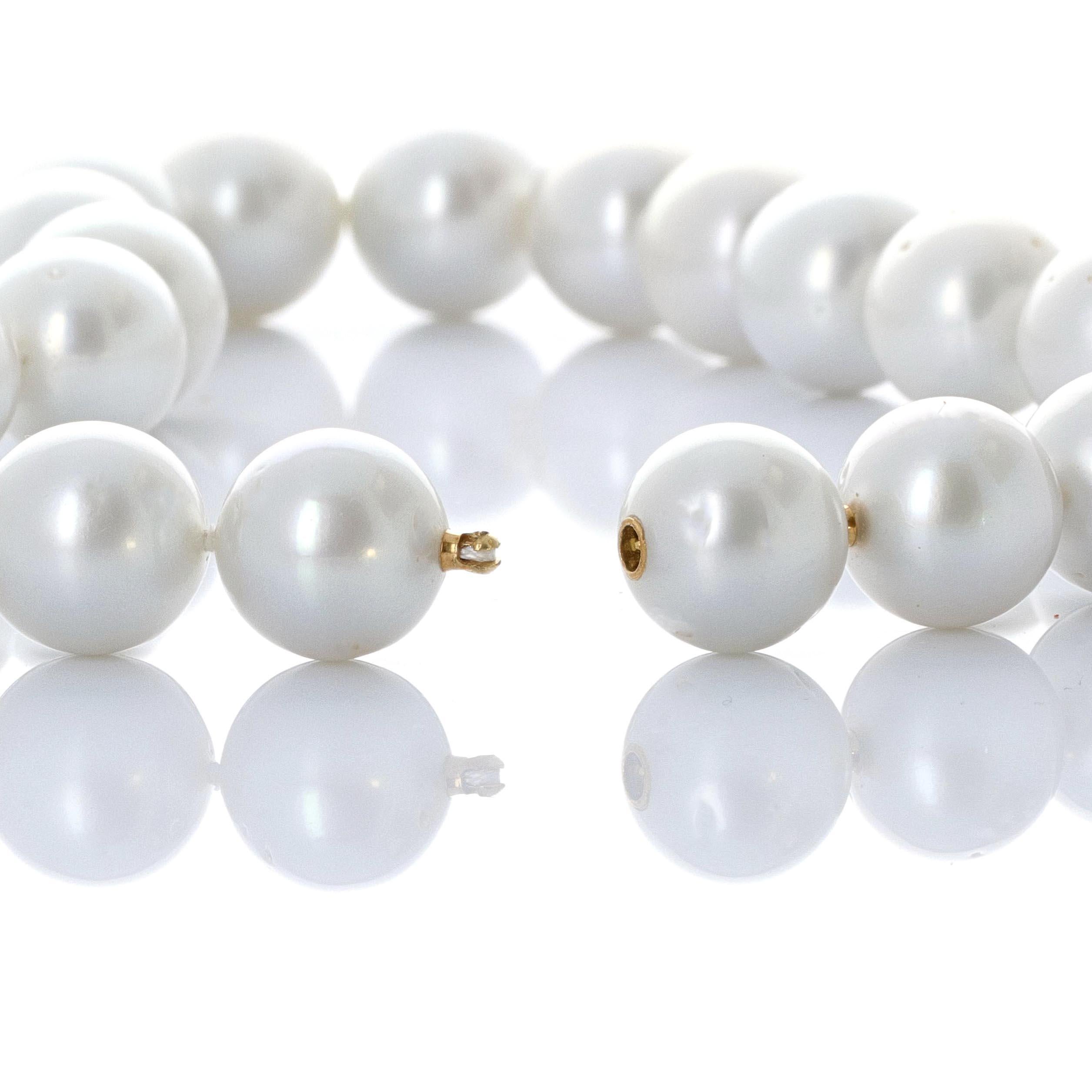Round Cut White South Sea Pearl Necklace with Hidden Closure