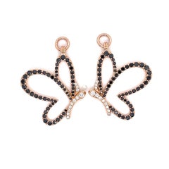 White South Sea Pearl Studs with Black and White Diamond Butterfly Jackets