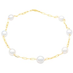 White South Sea Pearl with Yellow Gold Tin Cup Necklace