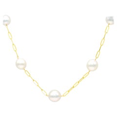 White South Sea Pearl with Yellow Gold Tin Cup Necklace