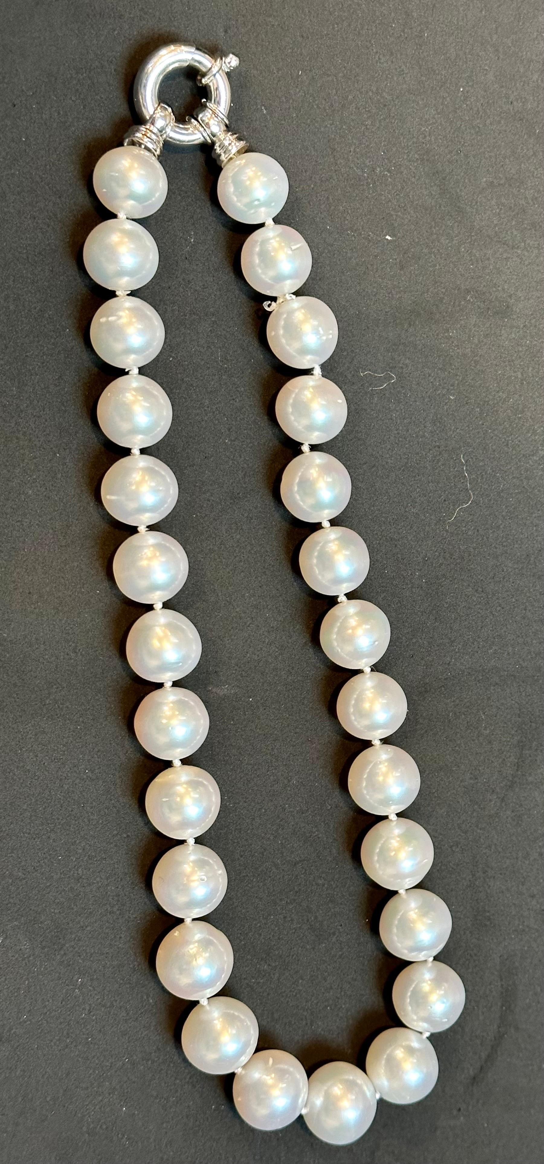 Women's White South Sea Pearls Strand Necklace 18 Karat  White Gold Clasp