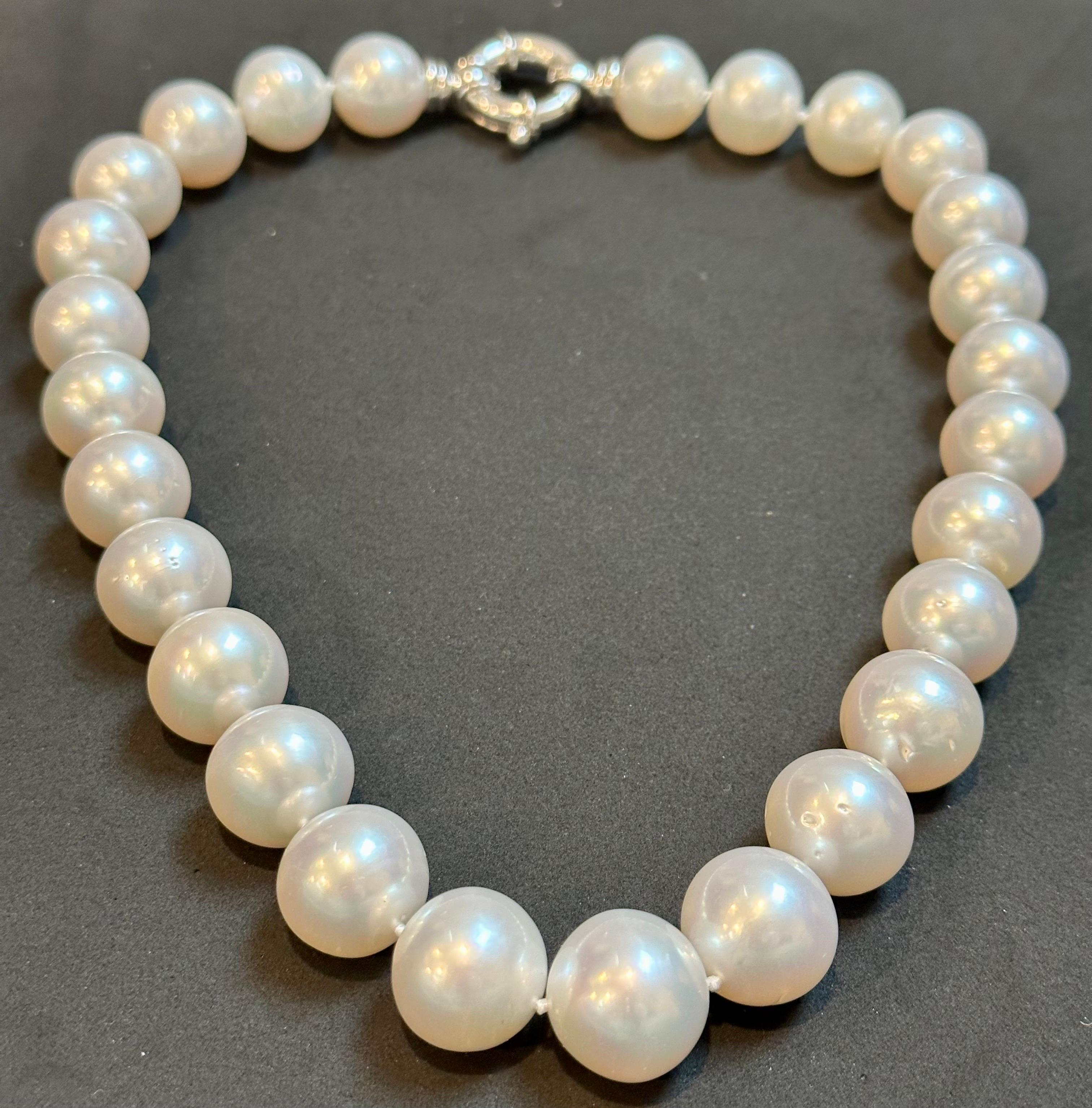 White South Sea Pearls Strand Necklace 18 Karat  White Gold Clasp 3