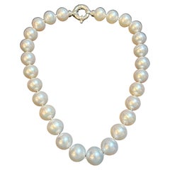 White South Sea Pearls Strand Necklace 18 Karat  White Gold Clasp