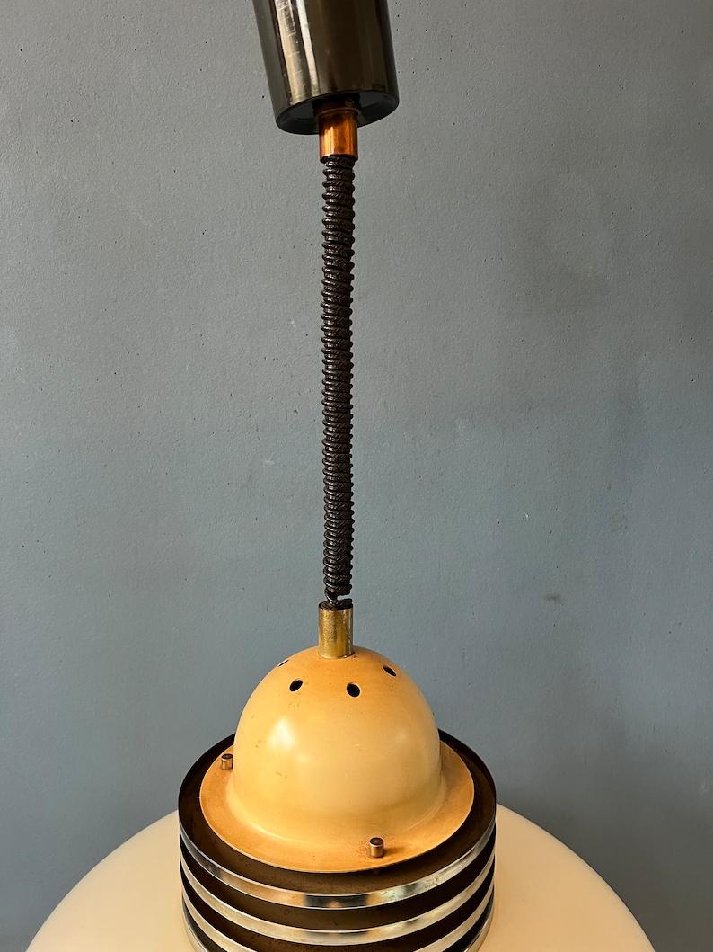 White Space Age Pendant Lamp with Plexiglass Shade and Chrome Top Cap, 1970s For Sale 4