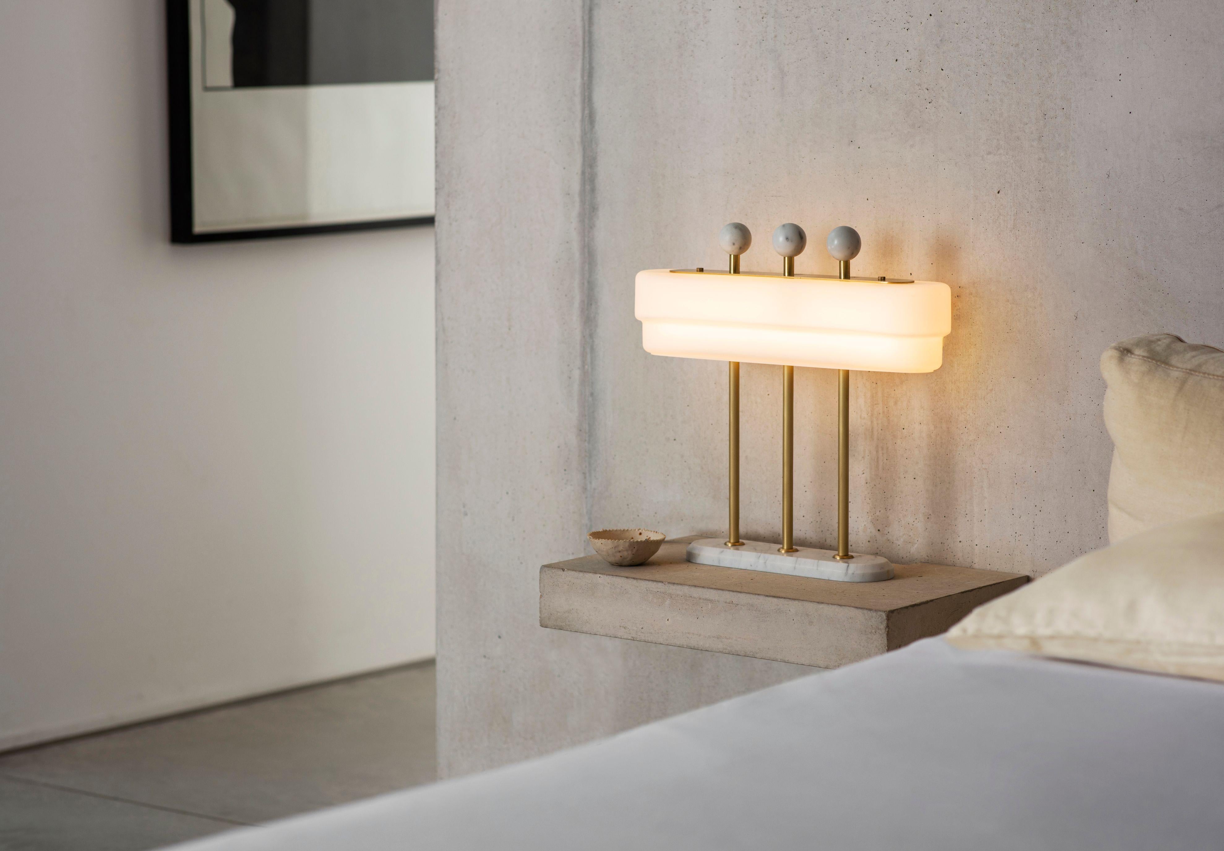 Modern White Spate Table Lamp by Bert Frank For Sale