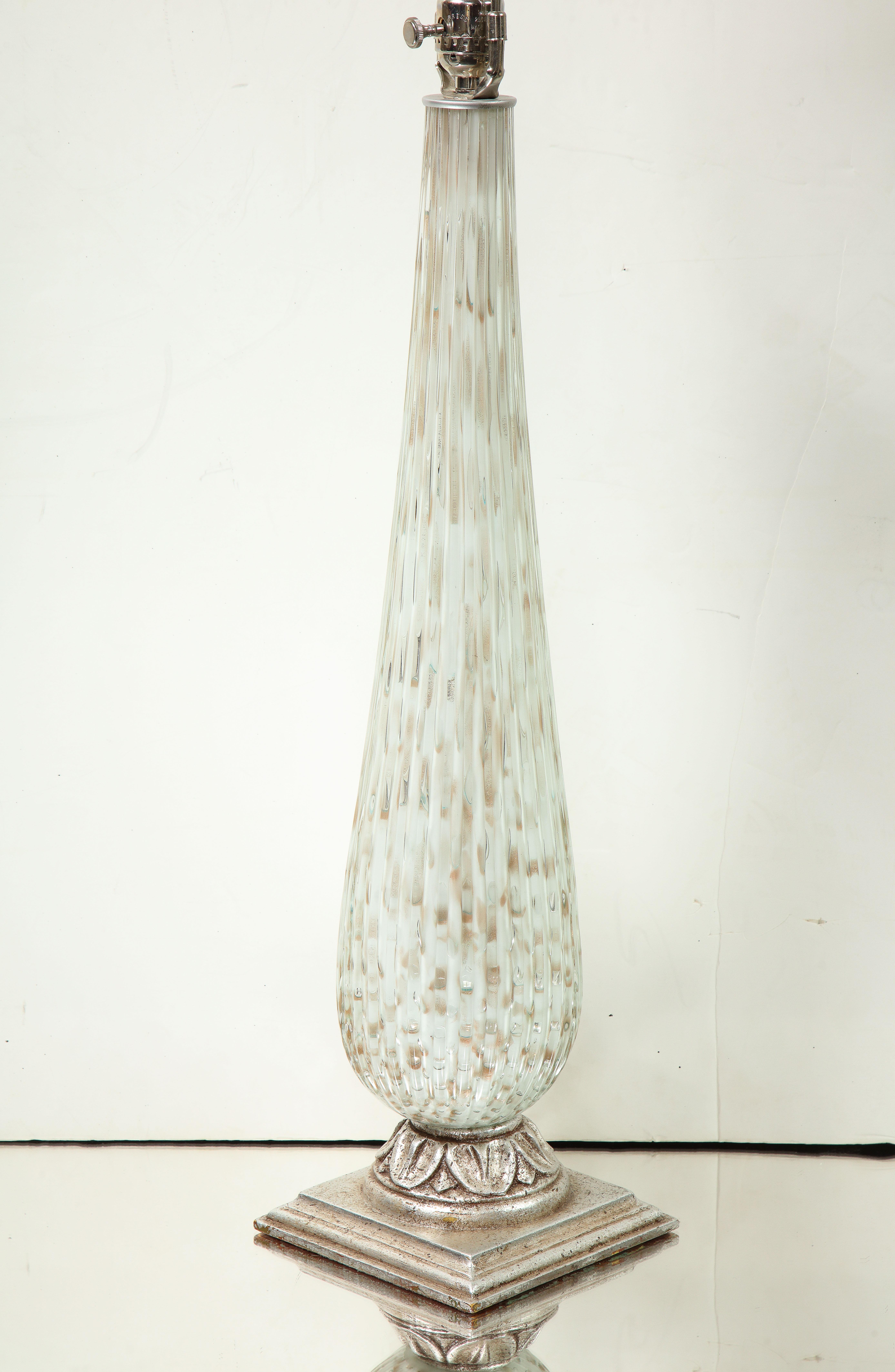 Contemporary White Speckled Murano Glass Table Lamp For Sale