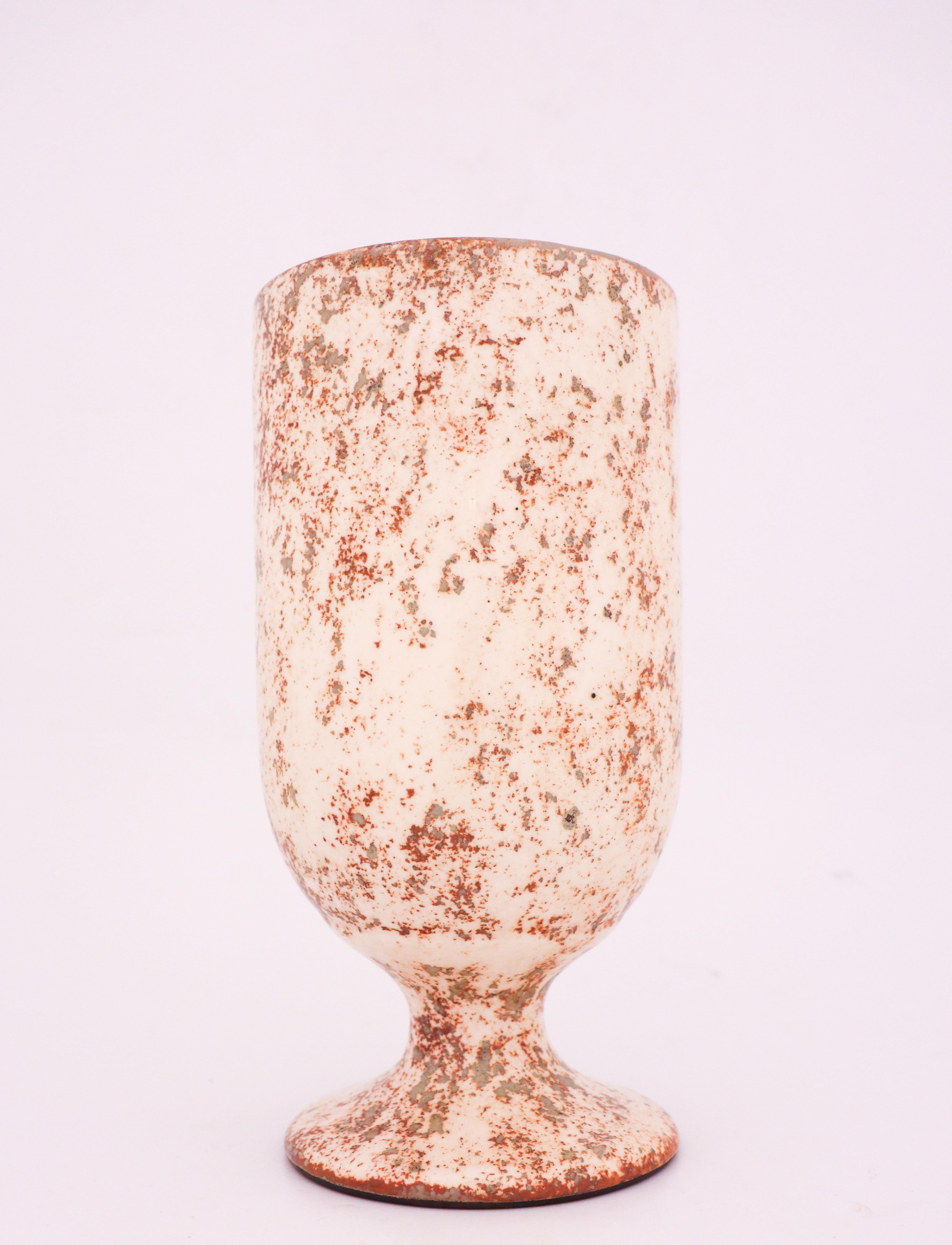 Scandinavian Modern Modern White Speckled Vase, Ceramics by Hans Hedberg, Biot, France