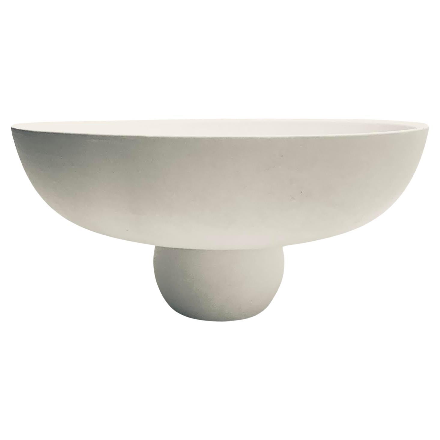 White Sphere Base Smooth Finish White Bowl, China, Contemporary For Sale