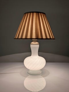 White Spiral Glass Lamp with Dual Lighting and Brass, 1960s